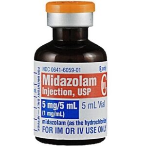 Midazolam for sale, 1 mg/mL, 5 mL vial